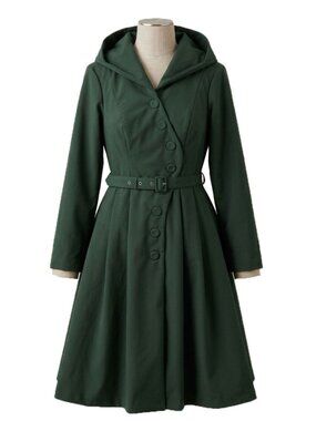 Miss Candyfloss Loris Lapis Water Repellent Retro Trench Coat Size XL